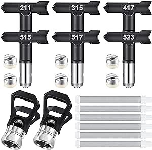 14 Pieces Spray Tips Airless Paint Sprayer Tips with Airless Paint Spray Gun Sprayer Tip Guard and Airless Paint Spray Gun Filter for Airless Spraying Machine Parts