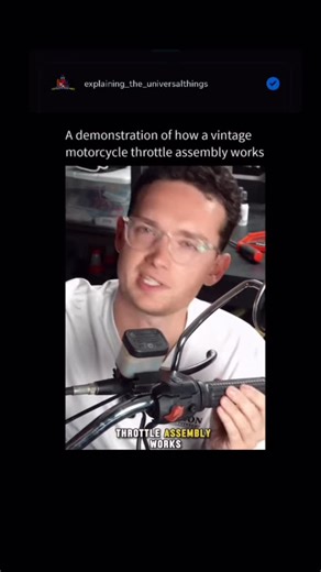 Universal things on Instagram: "A vintage motorcycle throttle assembly works through a small mechanical system that turns your hand movement into engine power. When you twist the throttle grip, the inside end of that grip has tiny gear-like teeth. These teeth fit into a matching gear hidden inside the throttle housing. As soon as you rotate the grip, the inner gear also rotates with it. This rotating gear pulls a small chain or linkage connected to it. The chain acts as the connection between th