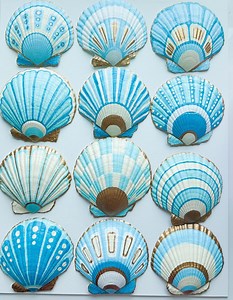 Light Blue and Gold Neutral Painted Shells - Etsy