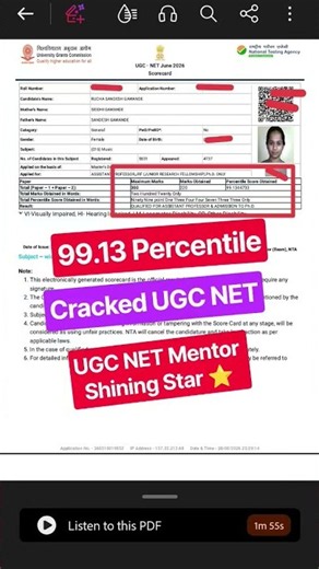 UGC NET Result Cracked UGC NET Exam with 99.13 Percentile #shorts #ugcnet #ugcnetresult #ntanet #nta