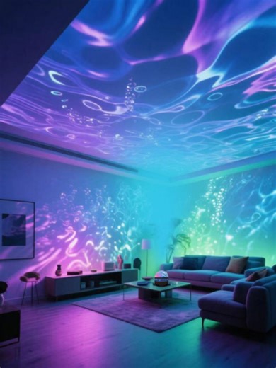 1pc USB-Powered Water Ripple Night Light – Multi-Color LED Star Light With Blue Lighting Effect, Perfect For Bedroom & Living Room Decor, Romantic Atmosphere Creator For Christmas, Valentine'S Day, Weddings, And Birthdays, Bedroom Night Light | Water Ripple Effect | Decorative Lamp, LED Lights For Bedroom | SHEIN