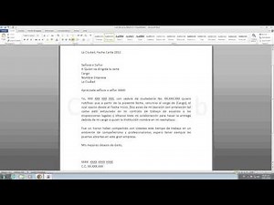 Como hacer una carta de renuncia en word 2010