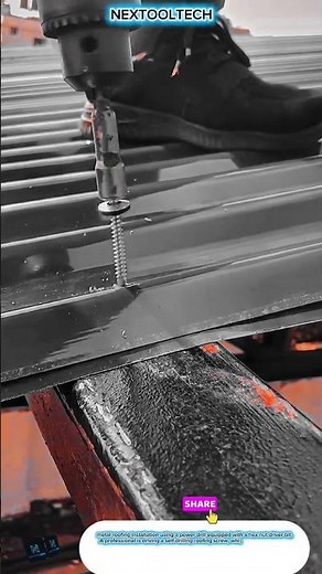 Self-Drilling Roofing Screw Installation with Hex Nut Driver for Metal Sheet Fastening