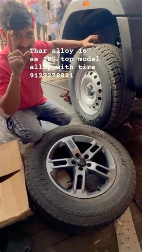 Thar alloy wheels 16” se 18” convert Lalbagh Lucknow #automobile #thar #indianautomobi accessories ￼