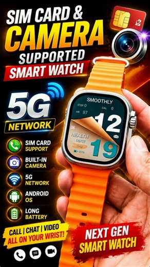 🔥 5G SIM Card & Camera Smart Watch 😱 | Android Smartwatch | Full Features & Reviews #shorts