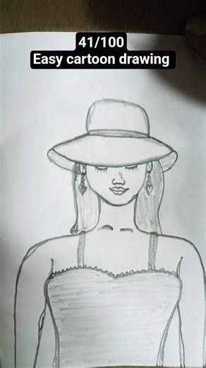 beautiful woman easy cartoon drawing with pencil for beginners (41/100) #drawing #cartoon