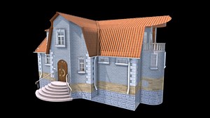 Attic House with Plinth - 3D model by Sensei13