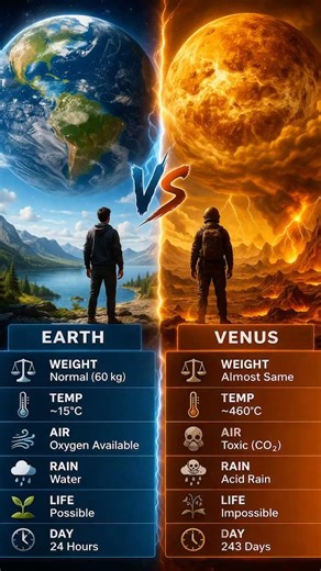 Earth vs Venus 😳 | Comparison #universe #facts