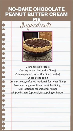 No-Bake Chocolate Peanut Butter Cream Pie