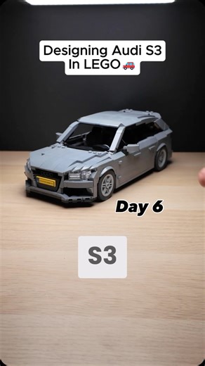 Lego Audi s3 design - day 6 This design consists out of 1088 original Lego pieces and a few custom parts shown in this video. Enjoy the 2014 Audi S3 Sportback in Lego form! #audi #s3 #lego | 3DSupercarBricks