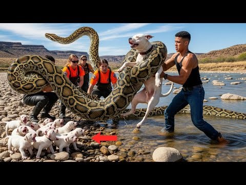 Animal Rescue : Rescue Team Save a Stray White Dog and Puppies From Snake!