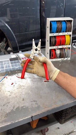 The ICON 9” Long-Nose Wire Stripper, Cutter, and Crimper features comfortable nonslip cushion grips and laser-marked sizes for easy identification. #ICON #ICONpliers #mechanic #tools #wiring #automotivewiring #HarborFreight | Harbor Freight