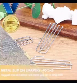 60PCS Stainless Steel Drapery Hook and Pin for Pleated Drapes 4 Prongs Pinch Pleat Clips Traverse Pleater 4 End Curtain Hangers for Window Door Bathroom Curtain