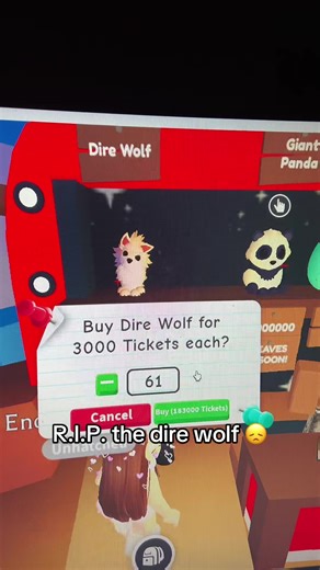 Farewell to the Dire Wolf in Adopt Me