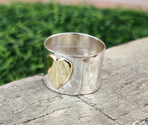 925 Sterling Silver Heart Band Ring: Boho Jewelry Gift, Birthday Ring, - Etsy