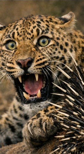 Porcupine vs Leopard 😱 One Sting and It’s OVER! #shorts