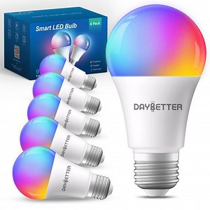 Bulbs RGBCW Wi-Fi Color Changing Led Bulbs Compatible with Alexa & Google Home Assistant A19 E26 9W 800LM Multicolor Led Light Bulb No Hub Required Light Bulbs 6