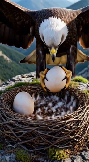 Eagle Saves a Giant Egg from a Bear 🦅🥚 #Shorts #WildlifeStory #Eagle #AnimalStory #MoralStory
