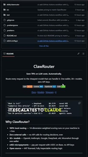 ClawRouter is a Smart LLM router for your OpenClaw agent that stops you from burning money #github