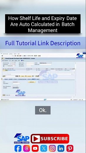 How Shelf Life and Expiry Date Are Auto Calculated in Batch Management | SAP QM | Free SAP Tutorial