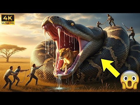 Rescue Ops: Brave Heroes save Mother Lion from Giant Python’s Deadly Coils