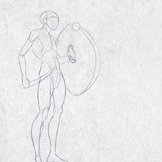 Gladiator Sketch Using Basic Shapes