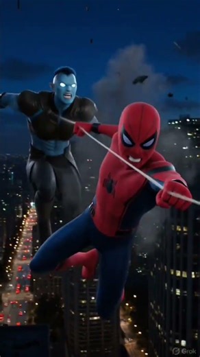 🕷️🌌 Spider-Man vs Blue Alien Warrior – Portal of Doom