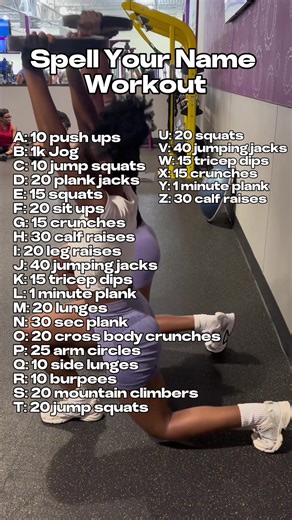 Try this beginner friendly workout challenge, no equipment needed and can be done at home!! If it helps, comment your name and try this before the end of the week 💪🏾 P.S.💌: Spell your name one letter at a time, resting 10-30 seconds between letters. #prettysweat #gym #gymmotivation #workoutideas #homeworkout