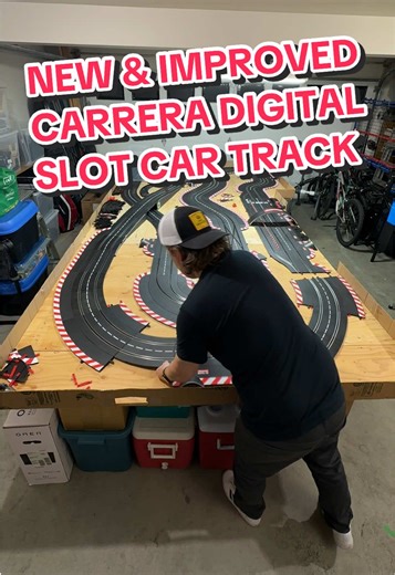 The new #slotcartrack is ready for some #slotcarracing! Stay tuned for some “Last Car Standing” autonomous #slotcar races on the new #carreradigital layout. The beauty of the @Carrera.official / @Carrera USA plastic #racetrack is you can change up the design anytime you want.