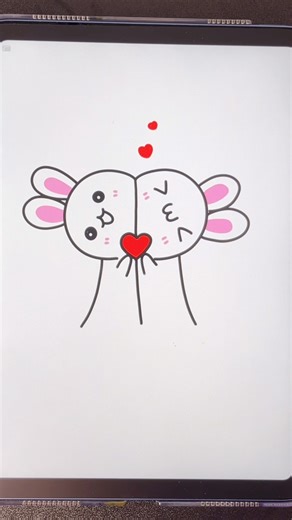 🐰🐰 Two Bunnies, One Heart! | Draw with Semicircles 💖 #bunny #easydrawing #cutebunny #drawing #art