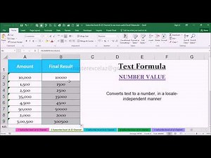 NUMBERVALUE Text Function with Examples in MS Office Excel Spreadsheet 2016