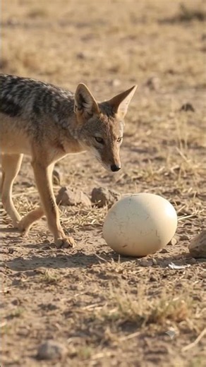 This Jackal Found a Giant Ostrich Egg! 🐺🥚😳