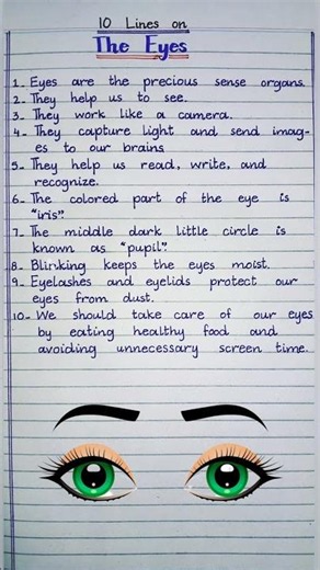 The Eye | 10 Lines on Eyes #eye #eyes #foryou #essay #english #shorts #students