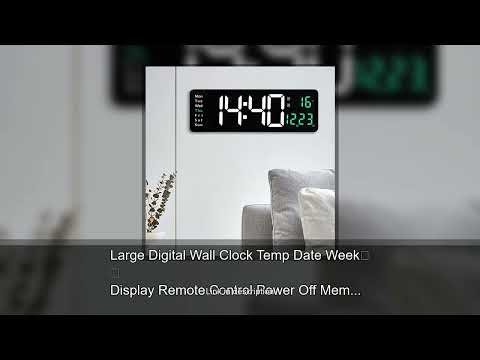 Large Digital Wall Clock Temp Date Week Display Remote Control Power Off Memory Table Clock Wal