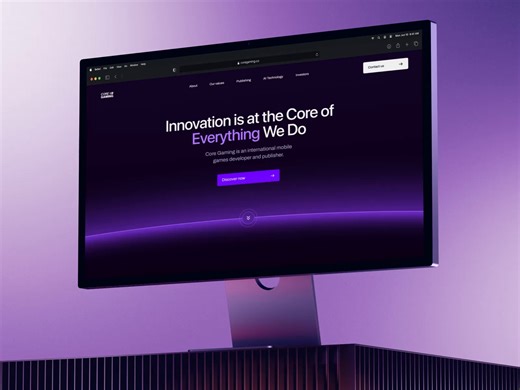 AI Landing page web design gaming platform home scroll✦ Core Gam