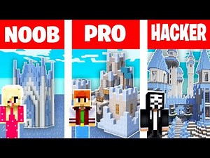 NOOB ICE HOUSE vs PRO ICE HOUSE on MINECRAFT!!