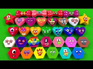 Numberblocks – Looking 🌈 Slime & Clay with Mini Hearts, Hexagon Coloring! Satisfying Videos ASMR