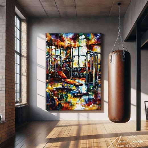 Gym Wall Art Canvas, Workout Room Art, Abstract Sports Art, Gym Motivational Wall Art, Colorful Fitness Art, Home Gym Decor - Etsy