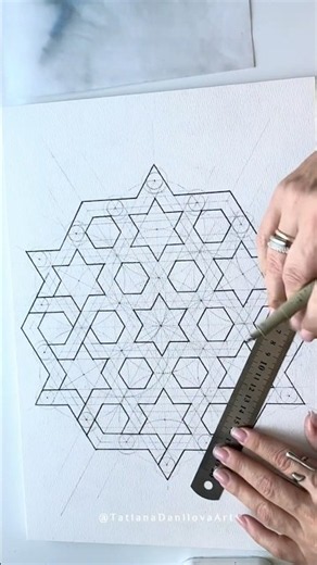 How to Draw a Girih-Inspired Geometric Pattern | Sacred Geometry #shorts