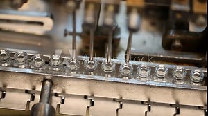 filled vaccine injection manufacturing line glass vial bottle on a conveyor belt in a Pharma production factory injections in small ampoule vials factory process with latest hi tech machinery