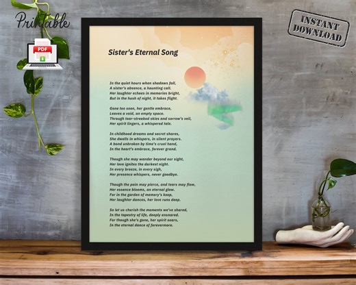 Sister Memorial Poem Print: Heartfelt Bereavement Gift (A4/US Letter PDF) - Etsy