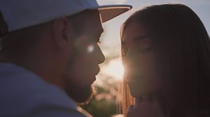Couple in the park, romantic look