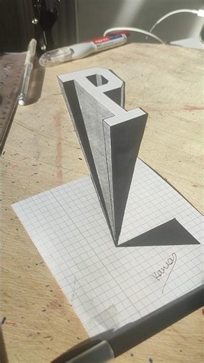 How to drawing letter P 3d كيفية رسم حرف P ثلاثي الأبعاد #shorts