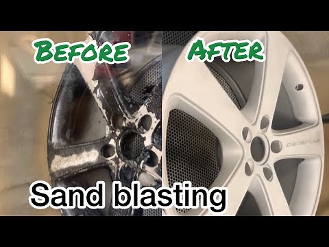 Sand blasting a wheel from start to finish