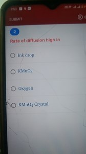 Rate of diffusion is high in:Ink dropKMnO4OxygenKMnO4 Crys... | Filo