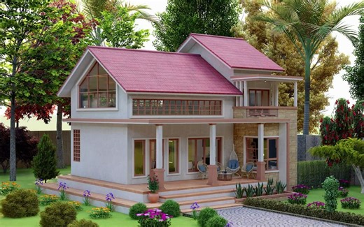 特别可爱的房子 - 三卧室8x10米花园别墅设计效果图【搬运】KAPUR DESIGN
