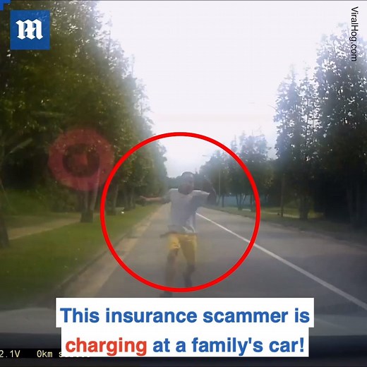 This scammer charged into a car and then demanded $300! 😱 via ViralHog | Daily Mail Video