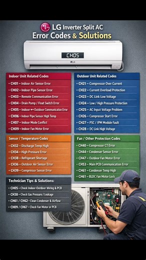 LG inverter split ac error code list | smart inverter | #lgac #smartinverter #shortvideo