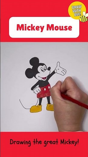 How to draw the cutest Mickey Mouse! Super fun and easy 🎨🐭 #HowToDraw #MickeyMouse #KidsArt