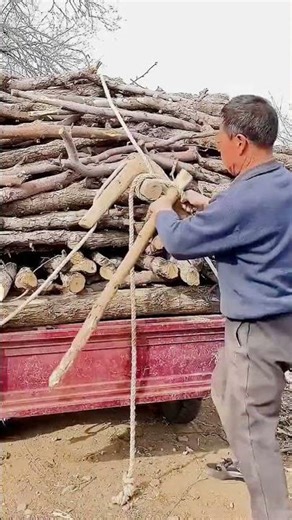 cool skill of tying firewood on truck #shorts